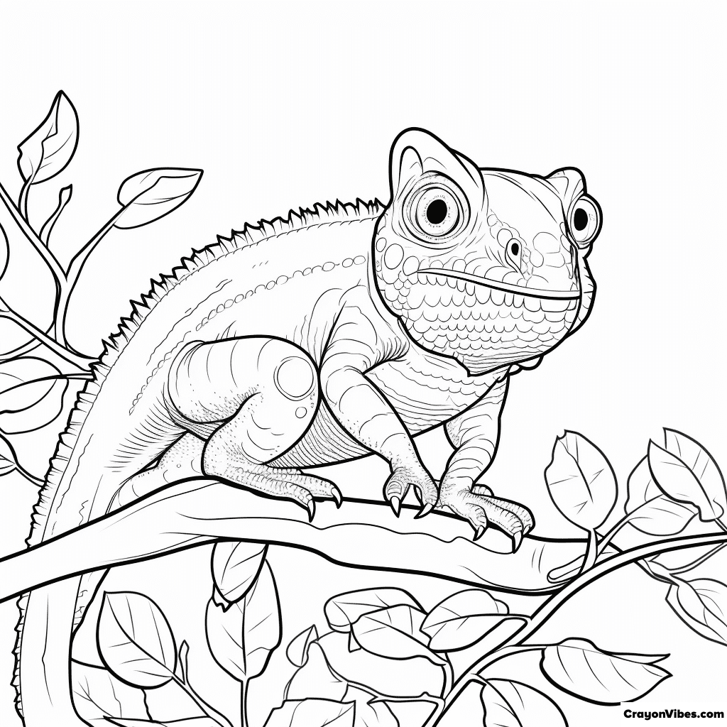 Chameleon Coloring Pages Free Printable for Kids and Adults