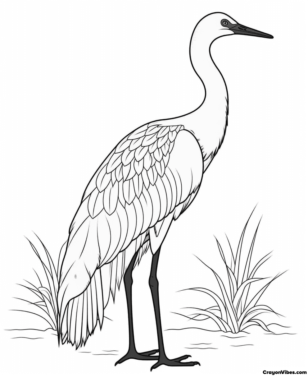 Crane Bird Coloring Pages Free Printable for Kids and Adults