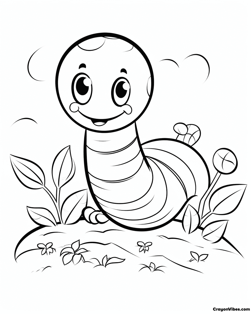 Earthworm Coloring Pages Free Printable for Kids & Adults