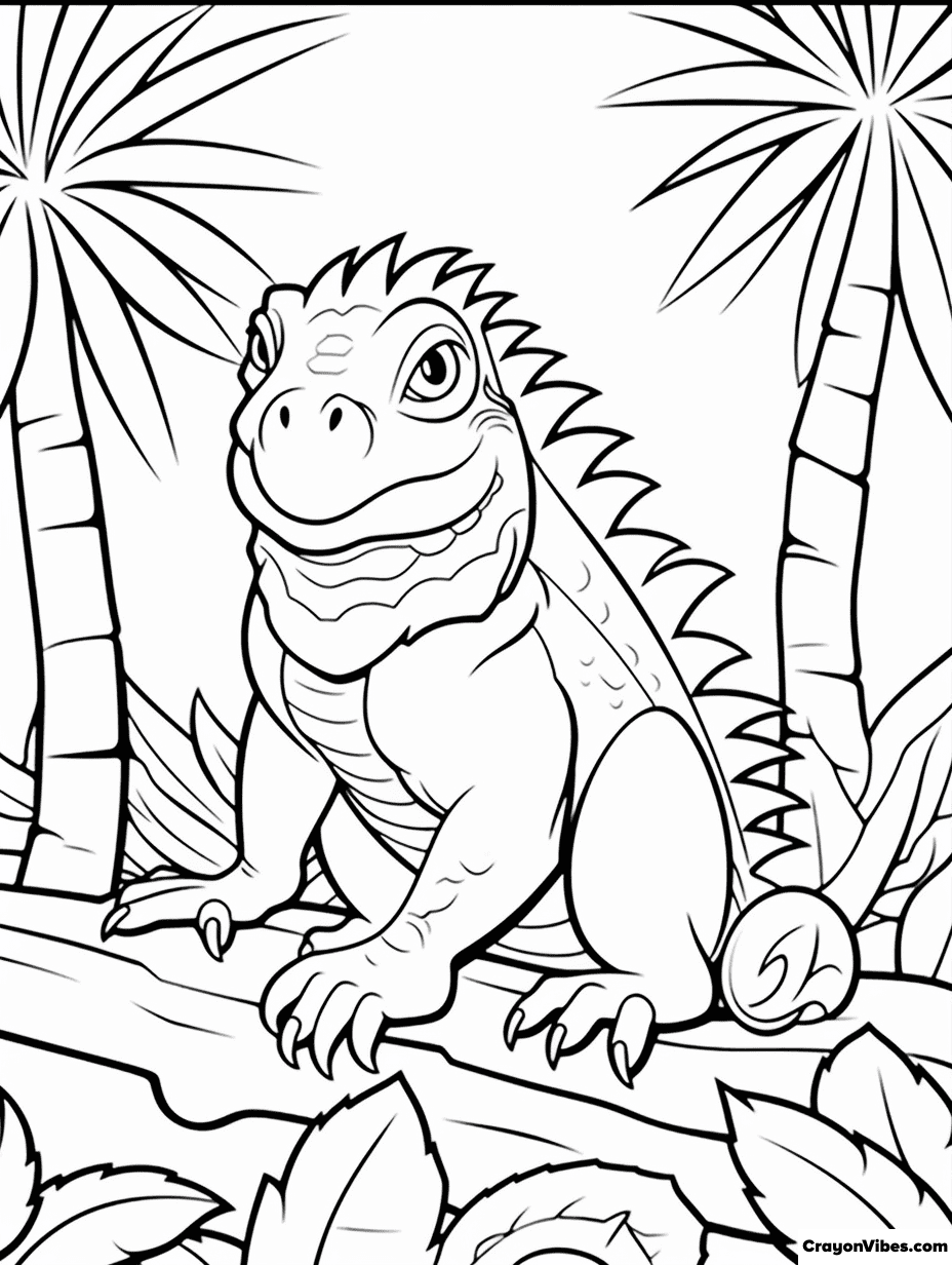 Iguana Coloring Pages Free Printable for Kids and Adults