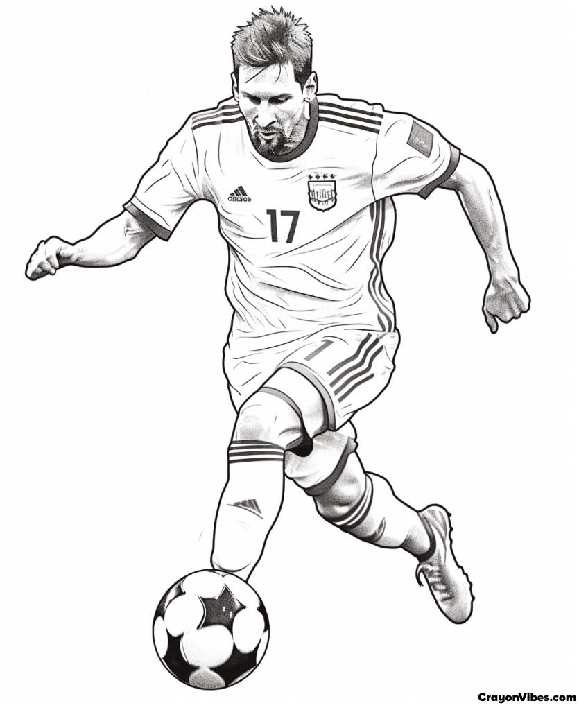 Lionel Messi Coloring Pages Free Printable for Kids & Adults
