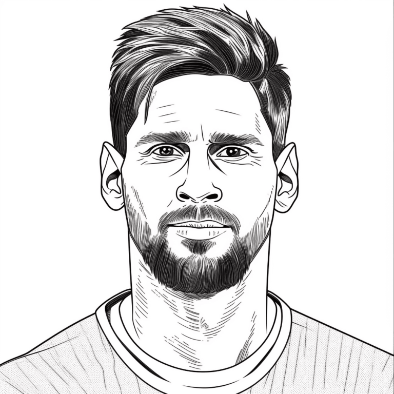 Lionel Messi Coloring Pages Free Printable for Kids & Adults