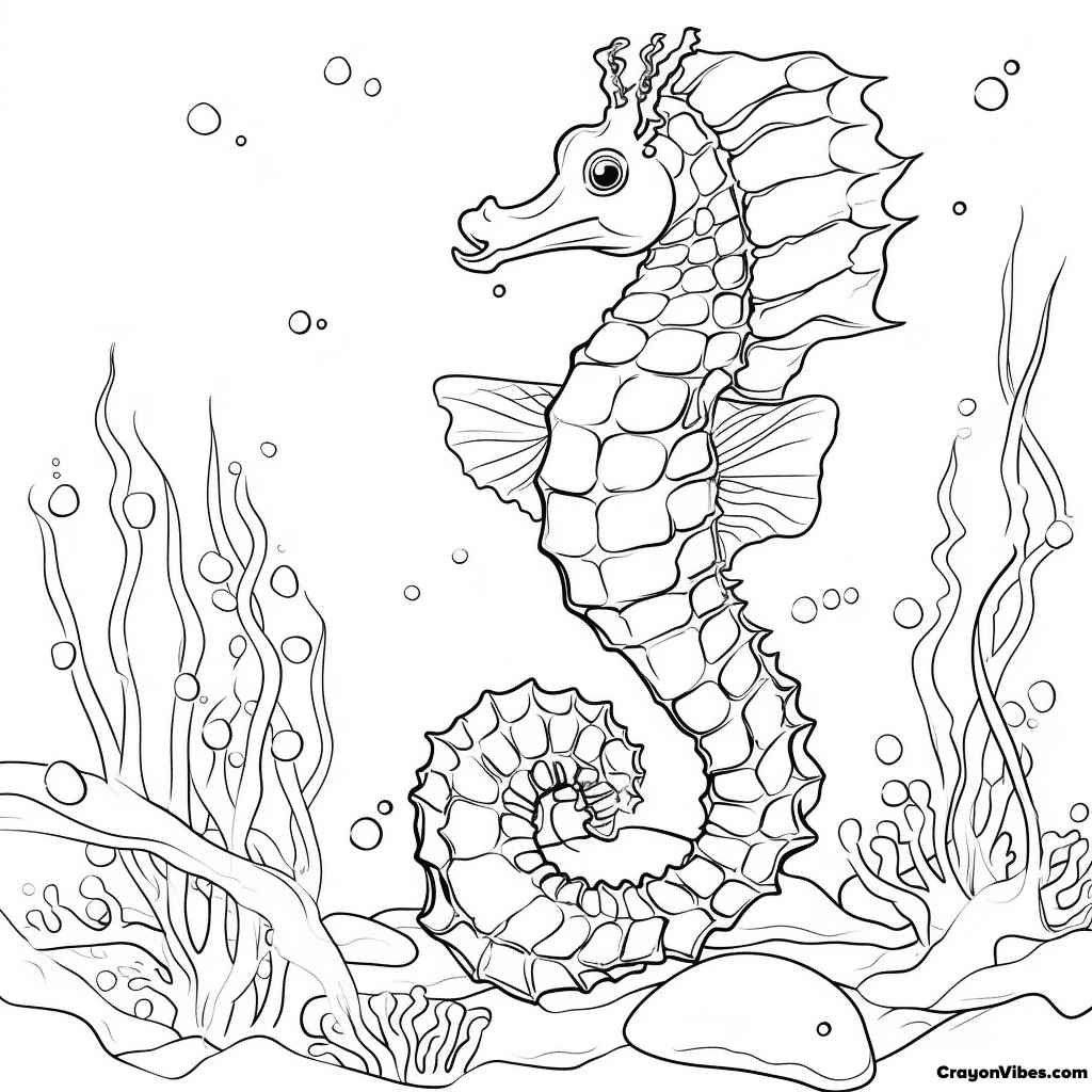 Seahorse Coloring Pages Free Printable Sheets for Kids