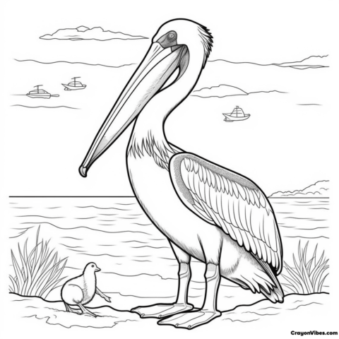 Pelican Coloring Pages Free Printable for Kids & Adults