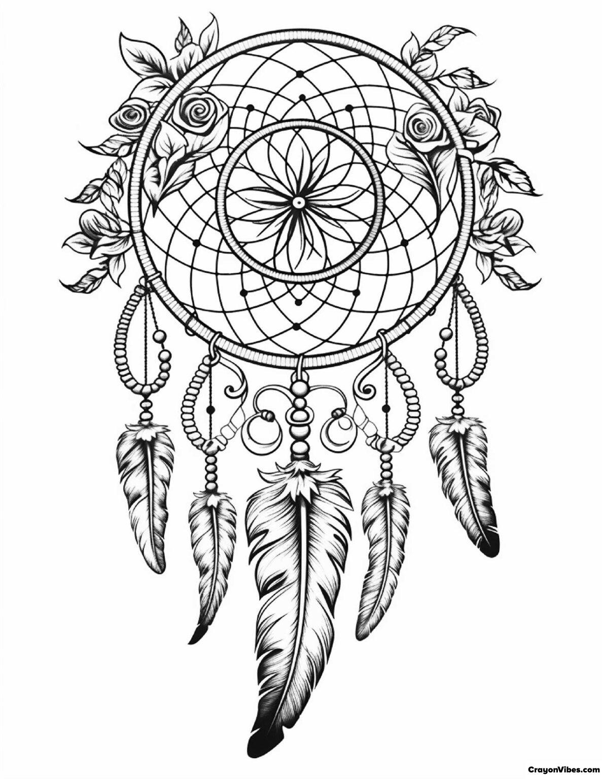 Dreamcatcher Coloring Pages Free Printable for Adults