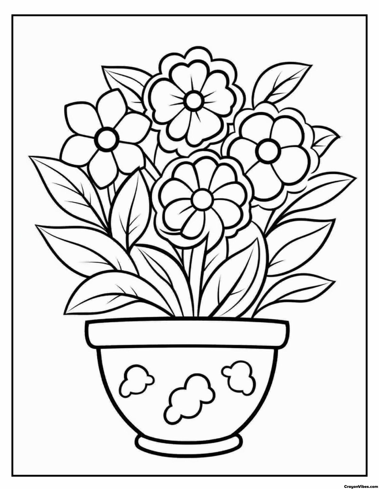 Cute Flower Coloring Pages Free Printable for Kids and Adults