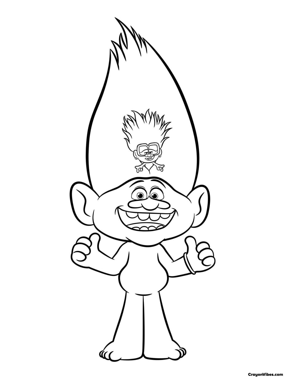 Trolls Coloring Pages Free Printable for Kids